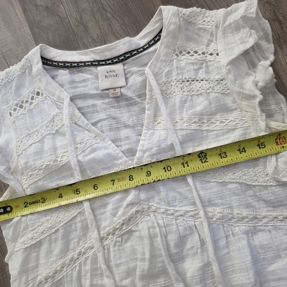 Knox Rose White Boho Cotton Dress Flutter Eyelet Cutouts Festival Beach Y2k M - Picture 5 of 11
